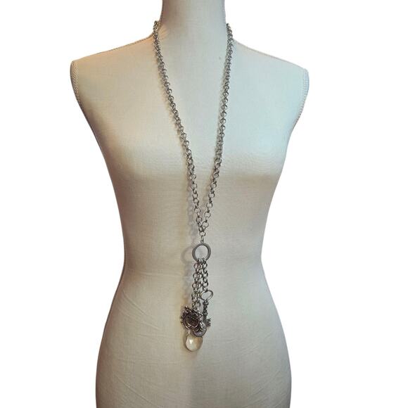Chico's Jewelry - Chico's 35th Anniversary Bold Collection Necklace Key Charm Crystal Drop Chain